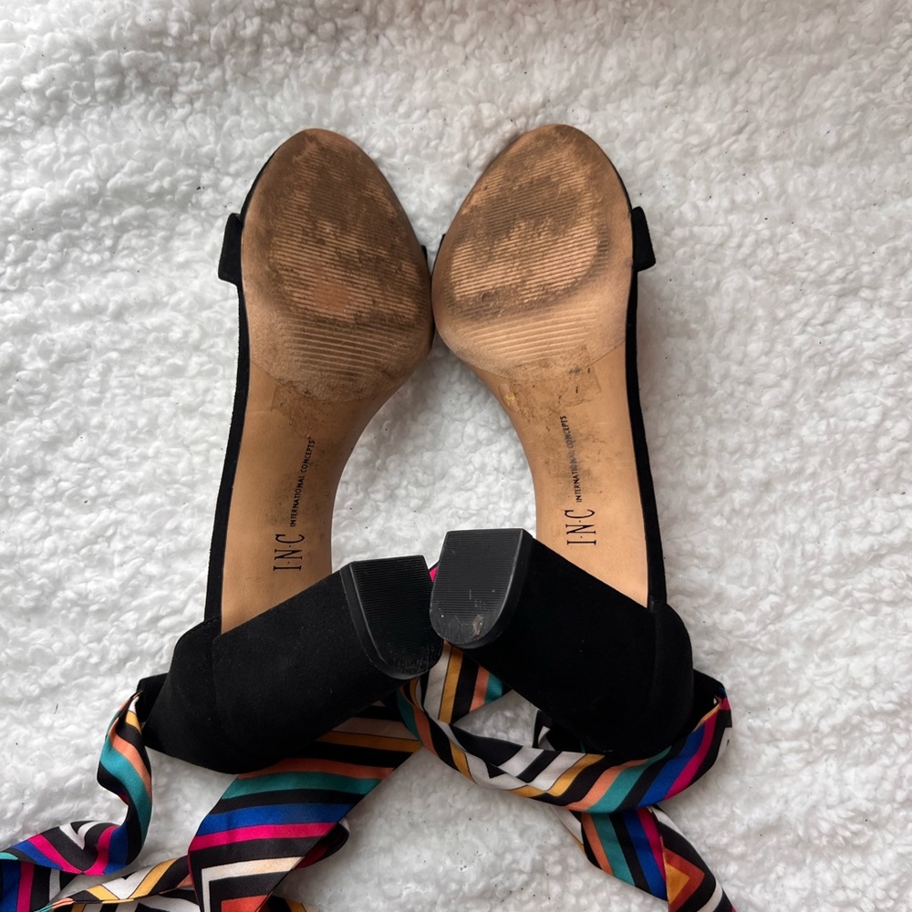 INC Ankle Ribbon Tie Heels Multicolor Sz 9 - Picture 5 of 5